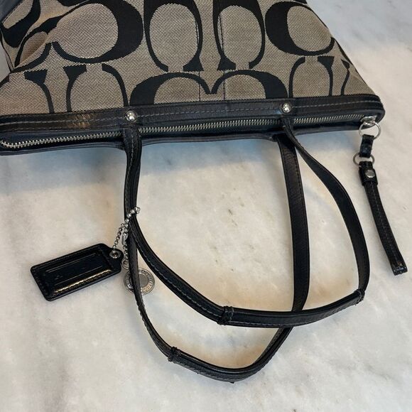 Coach Bag Purse Handbag Leather Y2K Vintage Classic Signature Stripe Tote Bag - Picture 11 of 16